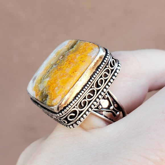 New Huge Bumblebee Jasper 925 Silver Ring. - Picture 15 of 15